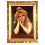 A LATE 19TH CENTURY OIL ON BOARD Pre-Raphaelite portrait of a young lady 61.5cm high 41.5cm wide