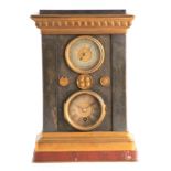 A LATE 19TH CENTURY FRENCH INDUSTRIAL MANTEL CLOCK FORMED AS A COMBINATION SAFE the patinated bronze