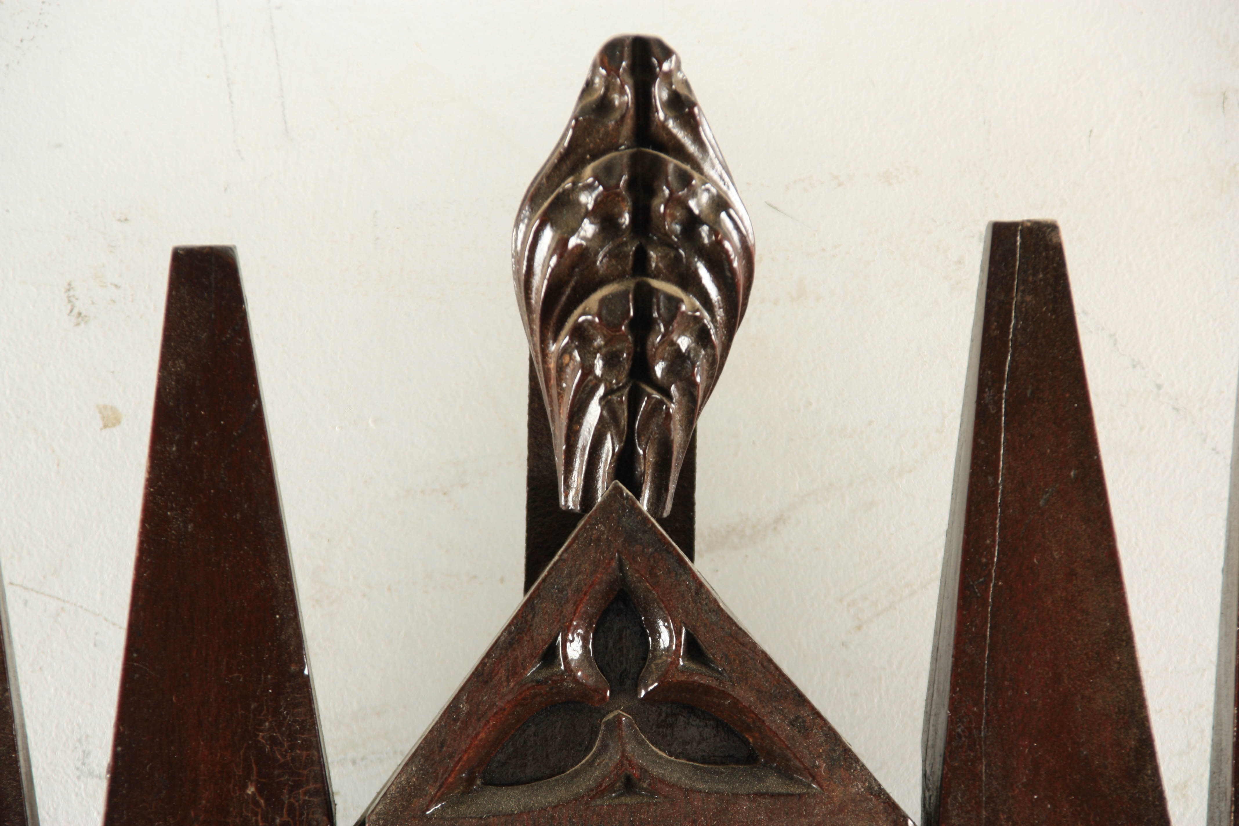 A LARGE AND UNUSUAL 19TH CENTURY GOTHIC CASED MERCURY WHEEL BAROMETER the mahogany case with - Image 5 of 7