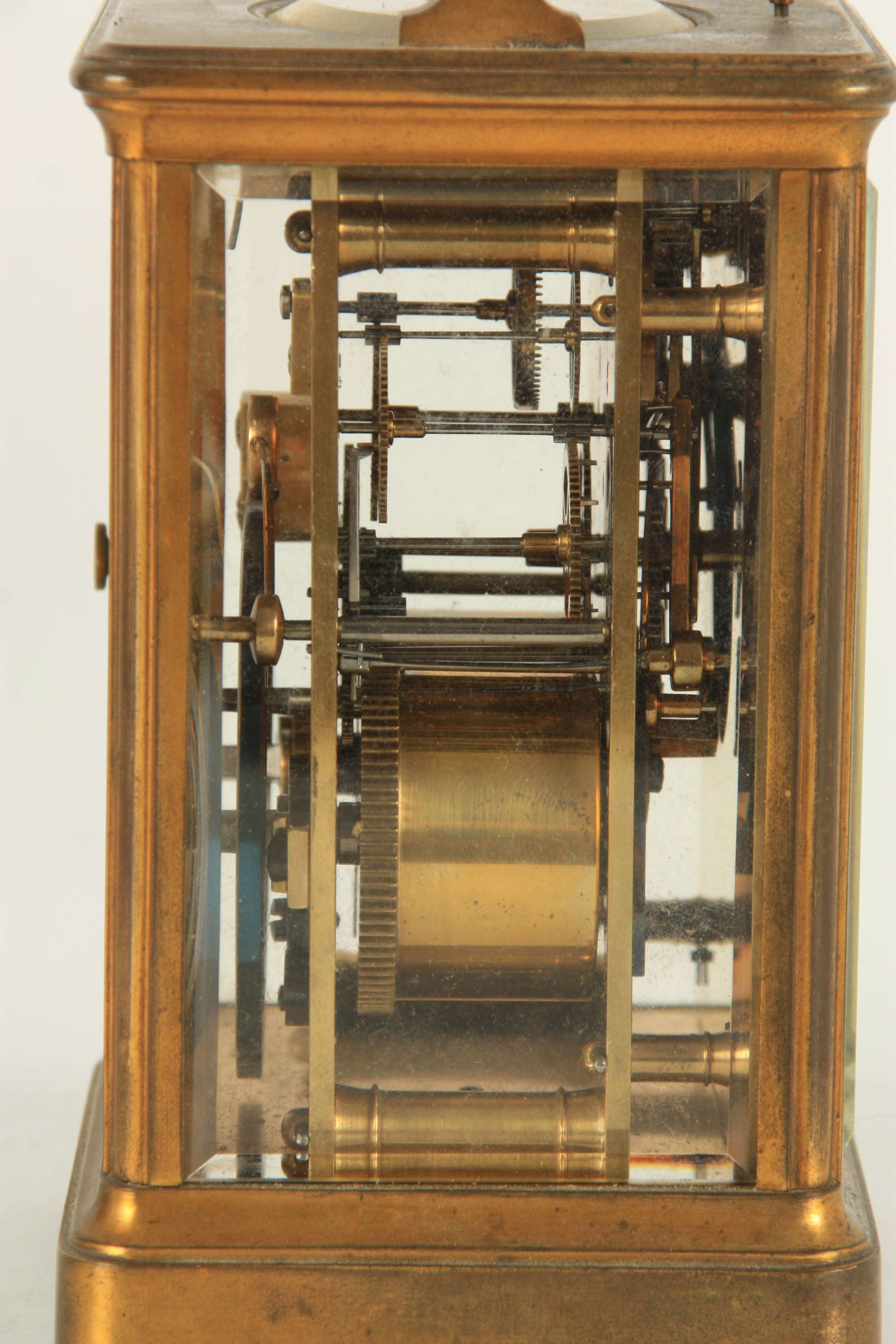 HENRI JACOT, PARIS. NO. 9879 A LATE 19TH CENTURY REPEATING CARRIAGE CLOCK the gilt brass corniche - Image 6 of 11