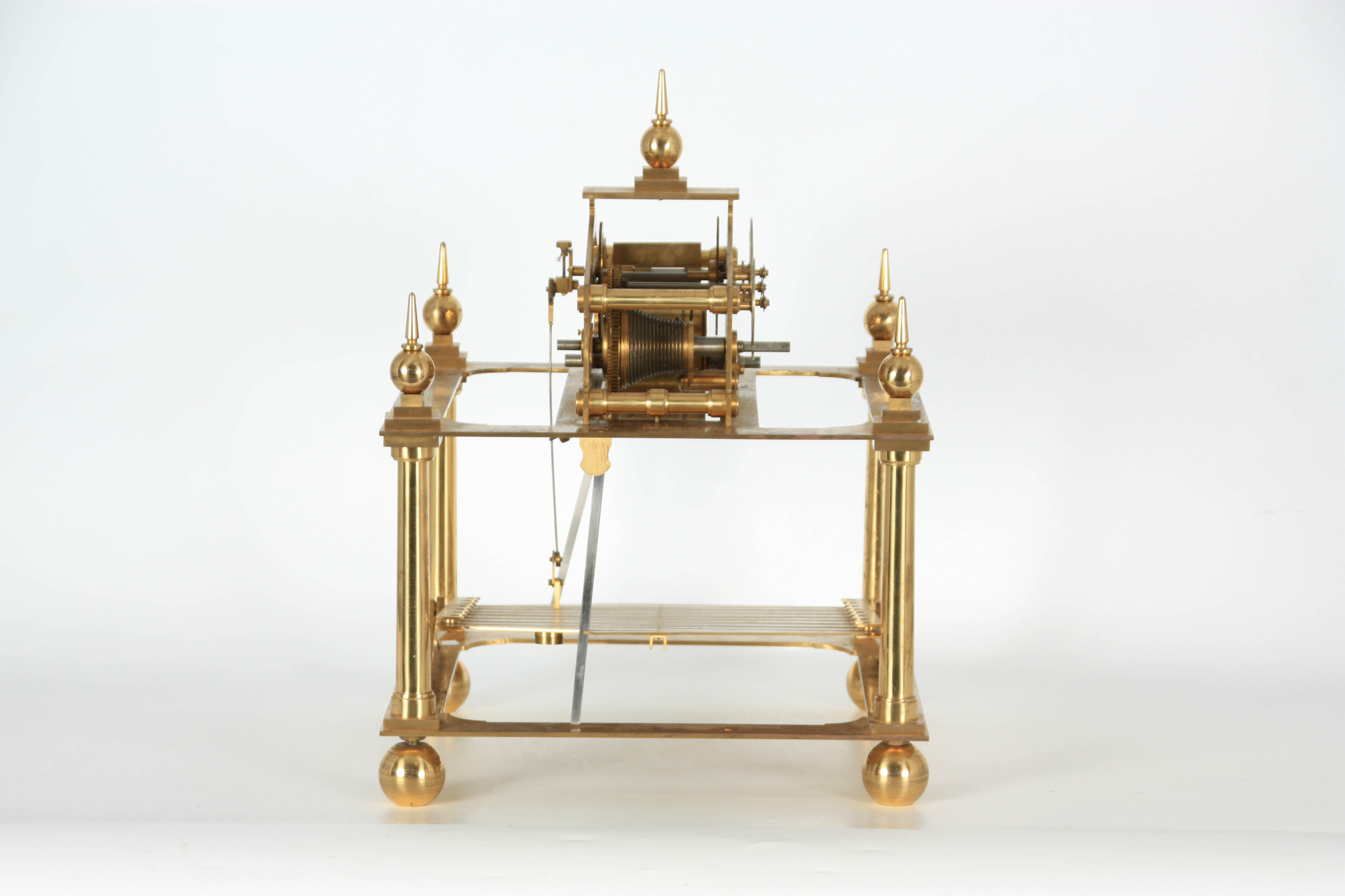 A 20TH CENTURY CONGREVE ROLLING BALL CLOCK having a triangular pediment supported on four tapering - Image 18 of 28