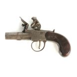 S. BRUMMITT, NOTTINGHAM A LATE 18TH CENTURY FLINTLOCK MUFF PISTOL having a steel barrel with