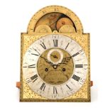 GANDY, COCKERMOUTH AN 18TH CENTURY 13" ARCHED BRASS DIAL LONGCASE CLOCK MOVEMENT the dial with