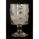 A FINE REGENCY LARGE GLASS RUMMER COMMEMORATING NELSON'S VICTORY AT THE BATTLE OF TRAFALGAR AND