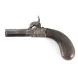 A LATE 18TH CENTURY PERCUSSION MUFF PISTOL having a steel octagonal barrel, scroll engraved side