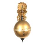 A THWAITES & REED FALLING BALL CLOCK NO. 230 The gilt-brass terrestrial sphere engraved with the