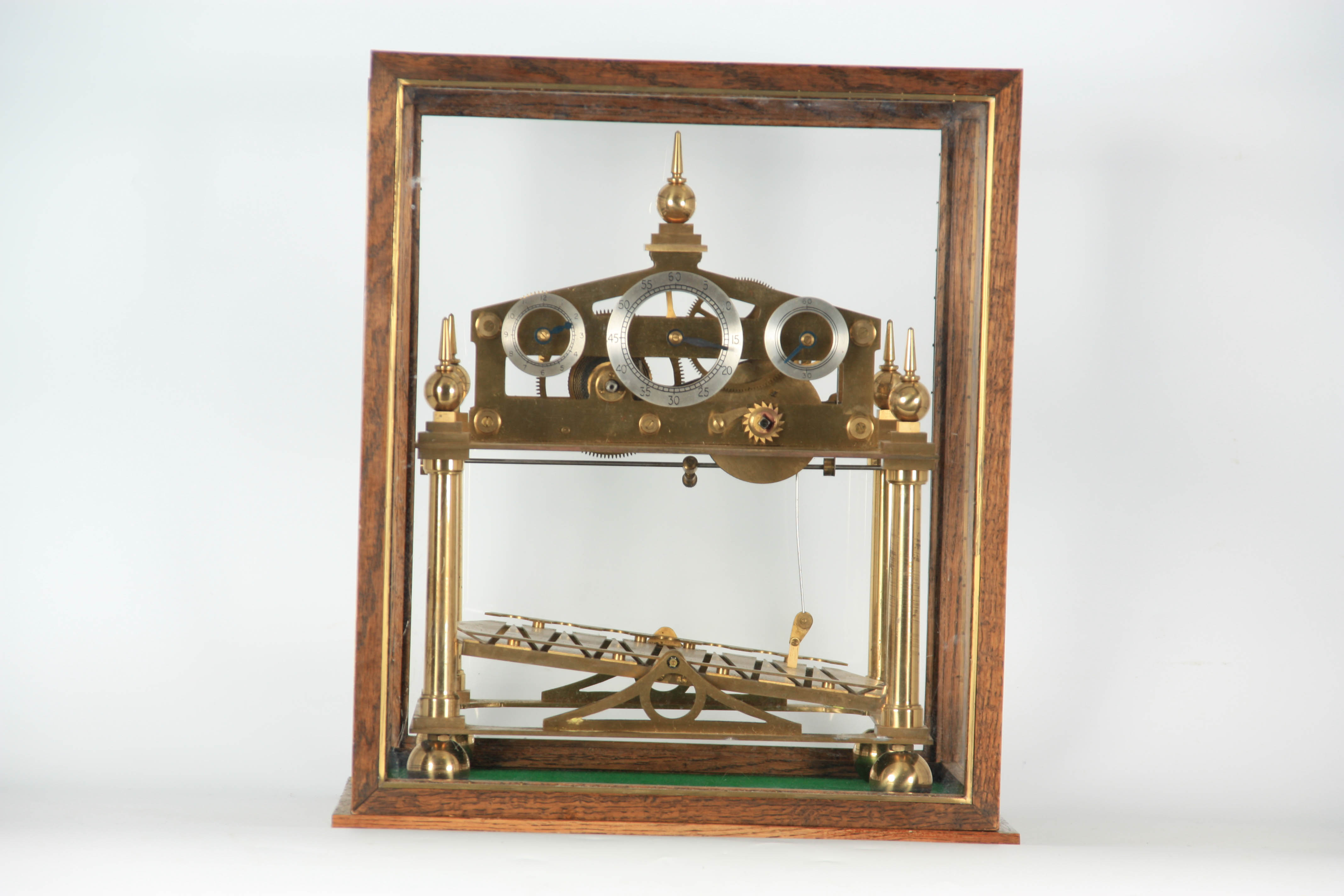 A 20TH CENTURY CONGREVE ROLLING BALL CLOCK having a triangular pediment supported on four tapering - Image 4 of 28