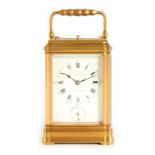 HENRI JACOT, PARIS NO 19132 A LATE 19TH CENTURY FRENCH GILT BRASS GORGE CASE STRIKING CARRIAGE CLOCK