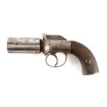 BENTLEY, LIVERPOOL A MID 19TH CENTURY SIX SHOT PEPPERBOX REVOLVER with signed self cocking bar