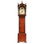 JOHN FEWILLER, LIVERPOOL A GEORGE III FLAME MAHOGANY LONGCASE CLOCK the hood with swan neck pediment