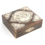 A 19TH CENTURY SILVER MOUNTED LEATHERED JEWELLERY BOX BY JOSHUA REYNOLDS decorated with winged