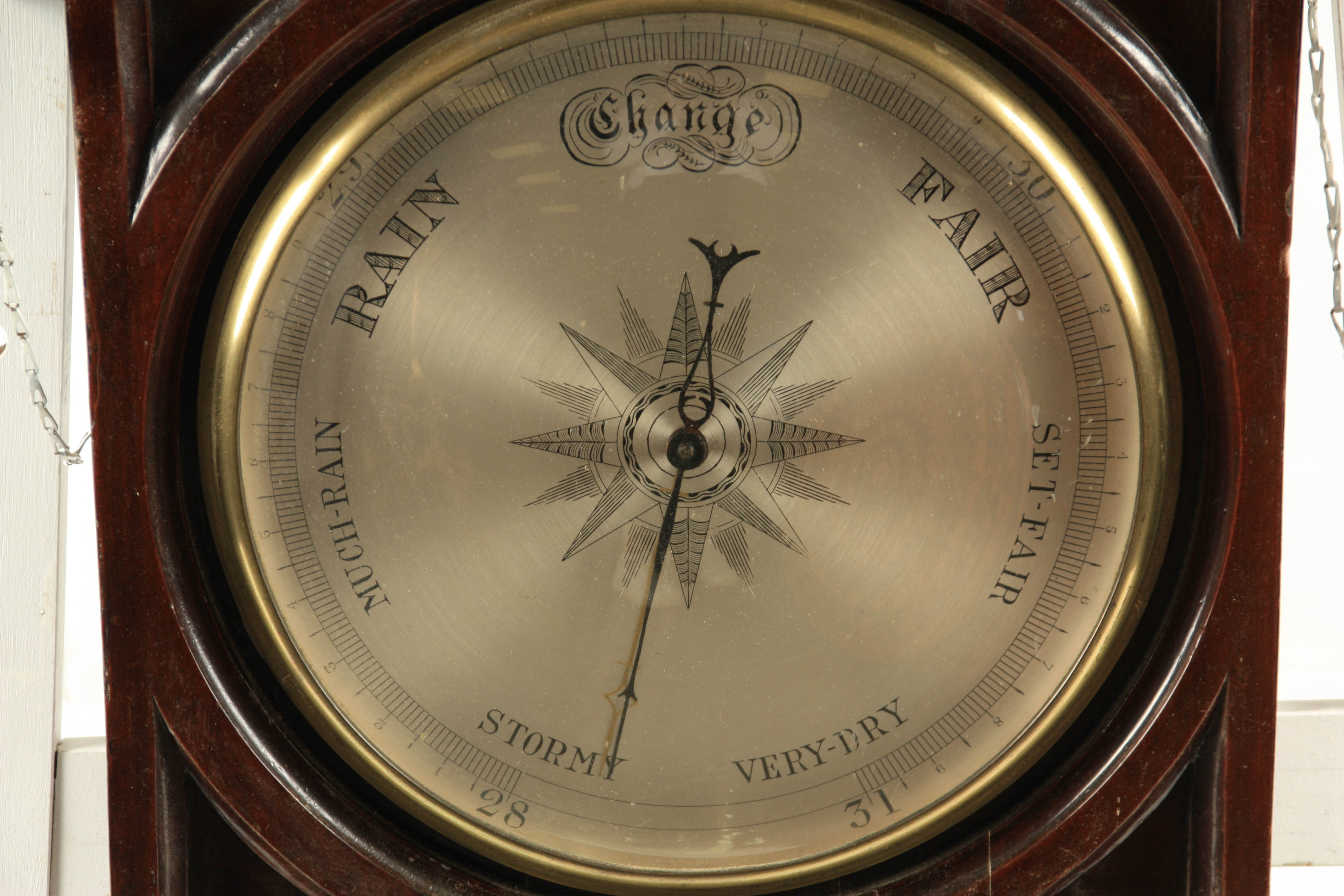 A LARGE AND UNUSUAL 19TH CENTURY GOTHIC CASED MERCURY WHEEL BAROMETER the mahogany case with - Image 3 of 7