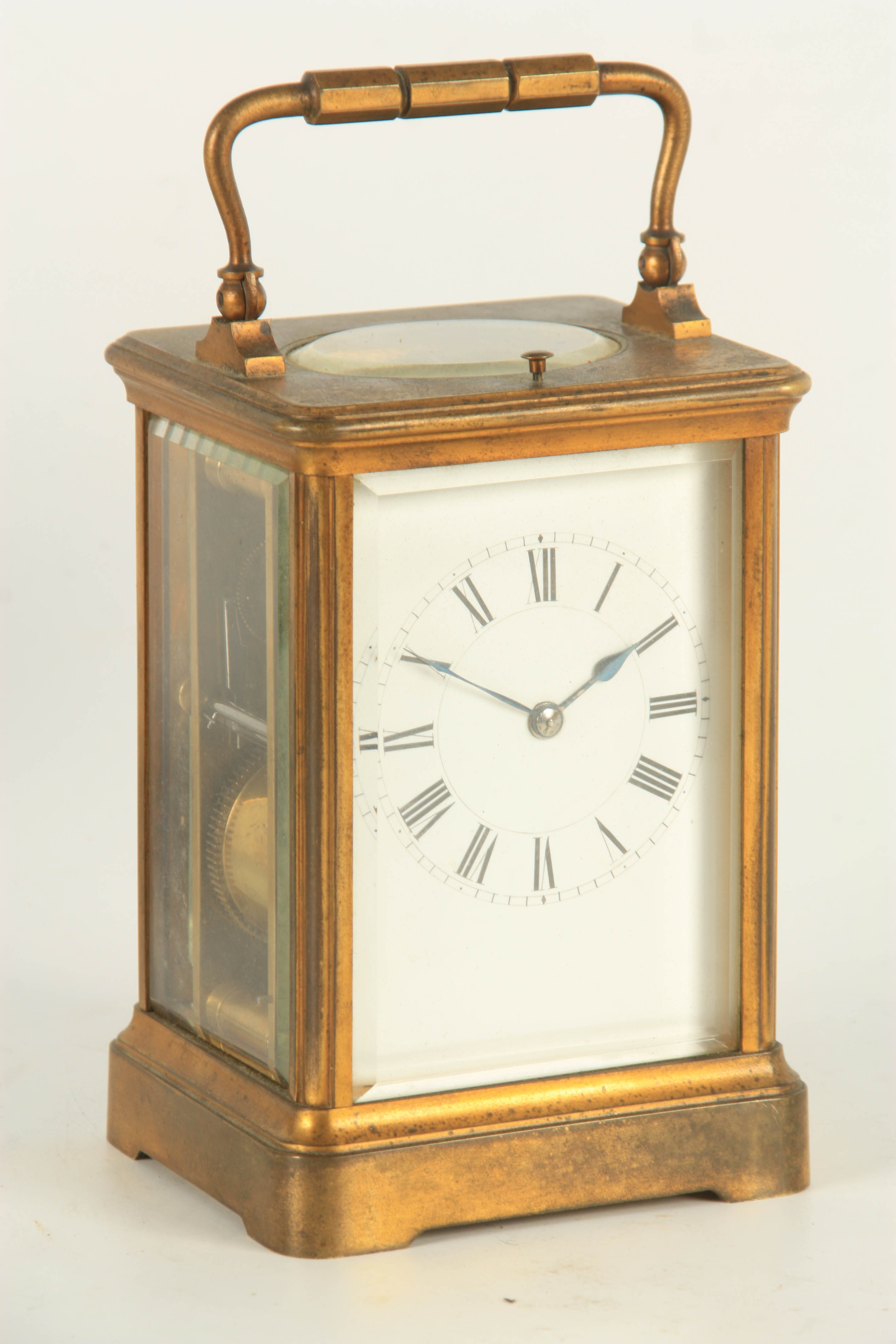 HENRI JACOT, PARIS. NO. 9879 A LATE 19TH CENTURY REPEATING CARRIAGE CLOCK the gilt brass corniche - Image 5 of 11