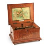 A LATE 19th CENTURY WALNUT SYMPHONION MUSIC BOX the cabinet with canted corner and hinged lid with