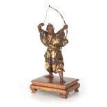 A FINE LATE 19TH CENTURY MEIJI JAPANESE GOLD AND COLOURED BRONZE SCULPTURE BY MIYAO modelled as a