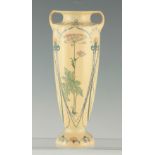 A 20TH CENTURY ART POTTERY TWO HANDLED VASE BY ARNHEM numbered 157 and initialled J K decorated with