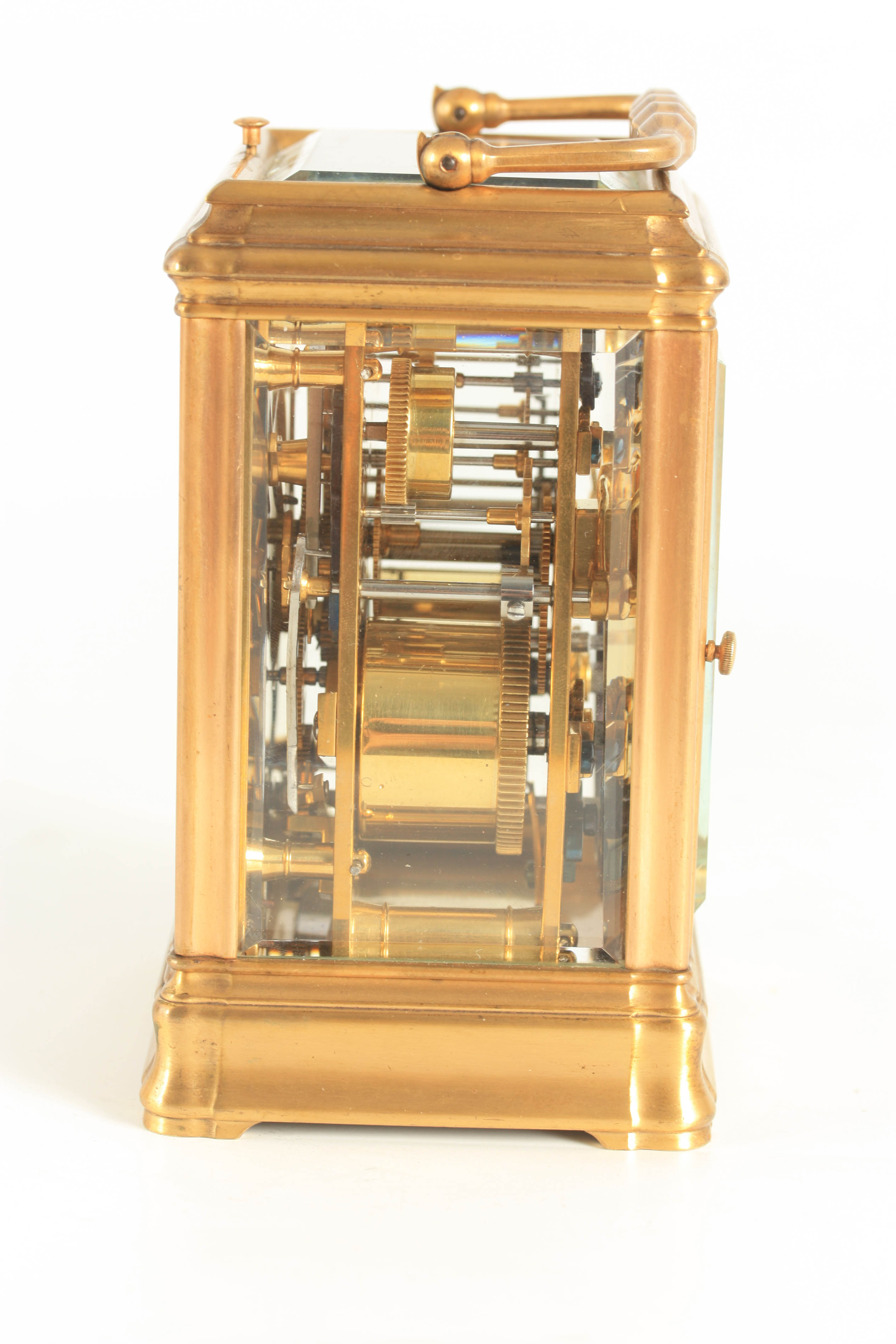 HENRI JACOT, PARIS NO 19132 A LATE 19TH CENTURY FRENCH GILT BRASS GORGE CASE STRIKING CARRIAGE CLOCK - Image 12 of 14