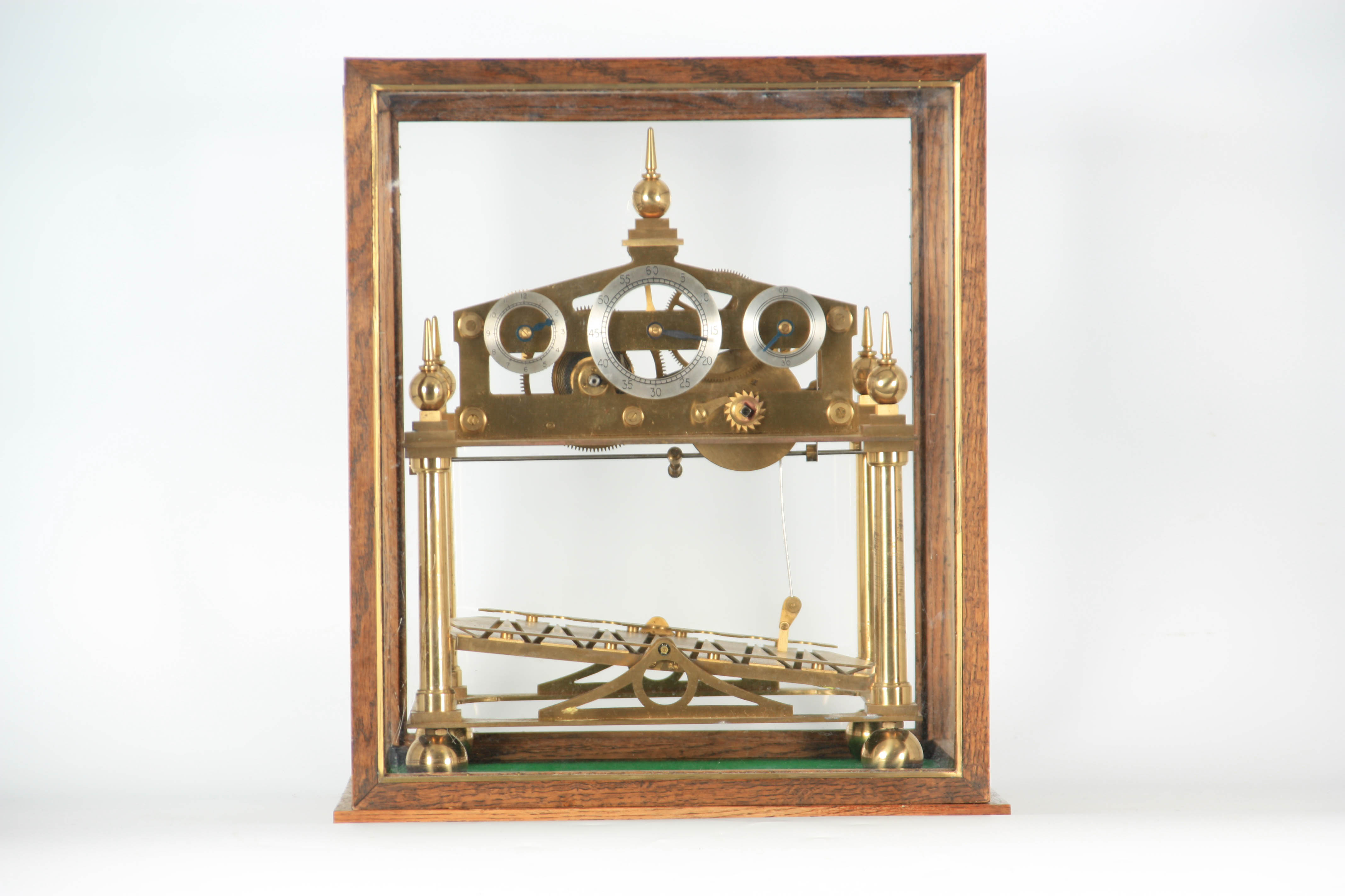 A 20TH CENTURY CONGREVE ROLLING BALL CLOCK having a triangular pediment supported on four tapering - Image 6 of 28