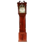 WILLIAM DAVIES. CHESTER A LATE 18TH CENTURY FIGURED MAHOGANY LONGCASE CLOCK the hood with swan