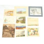 A COLLECTION OF TEN EARLY 20TH CENTURY AND LATER WATERCOLOURS two signed A Milner of landscapes