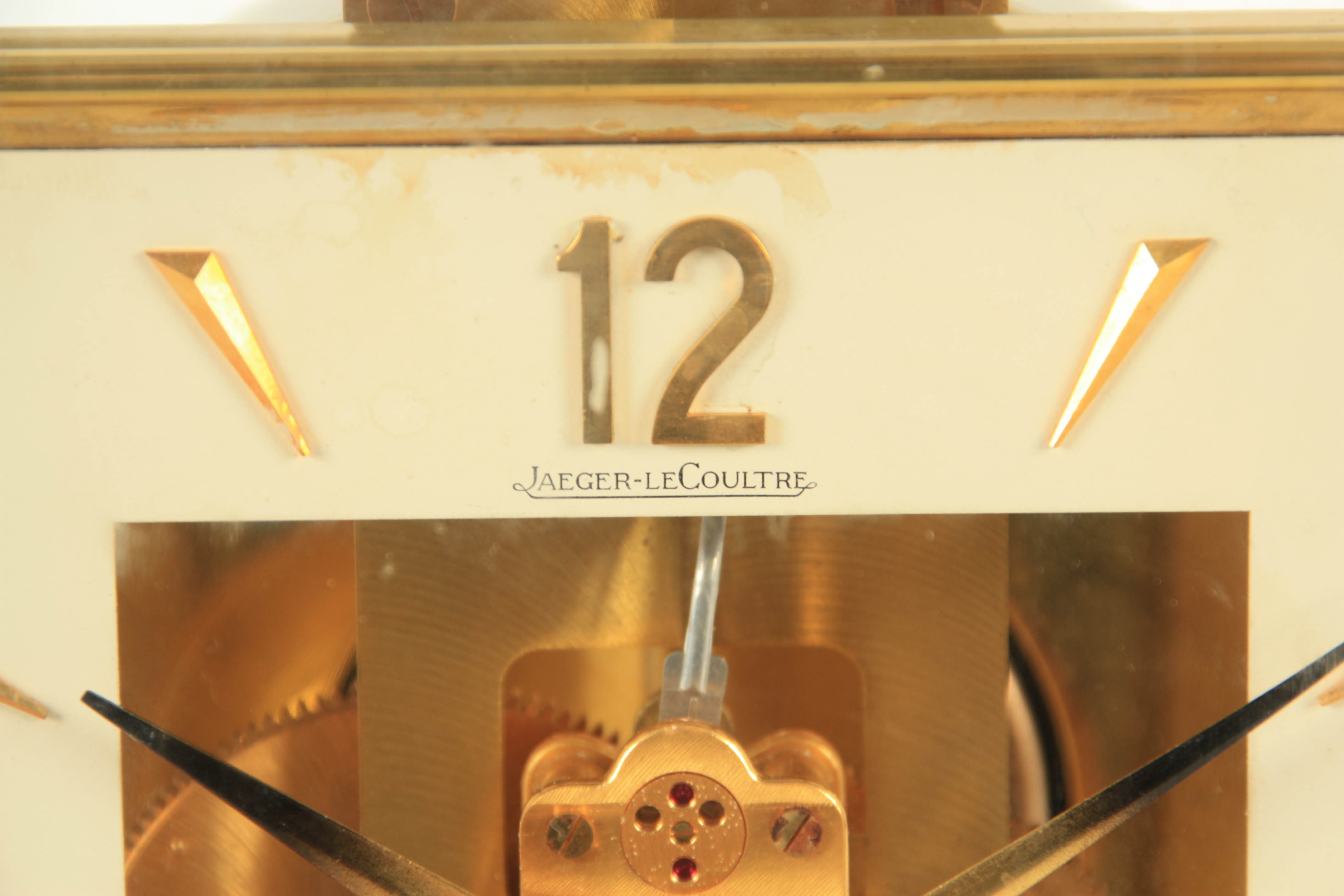 A JAEGER-LECOULTRE ATMOS CLOCK the gilt brass framed case with removable front glass panel enclosing - Image 3 of 8