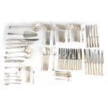 AN EXTENSIVE FRENCH (ORBRILLE) SILVER PLATE ART DECO CANTEEN OF CUTLERY in all 108 pieces plus 13