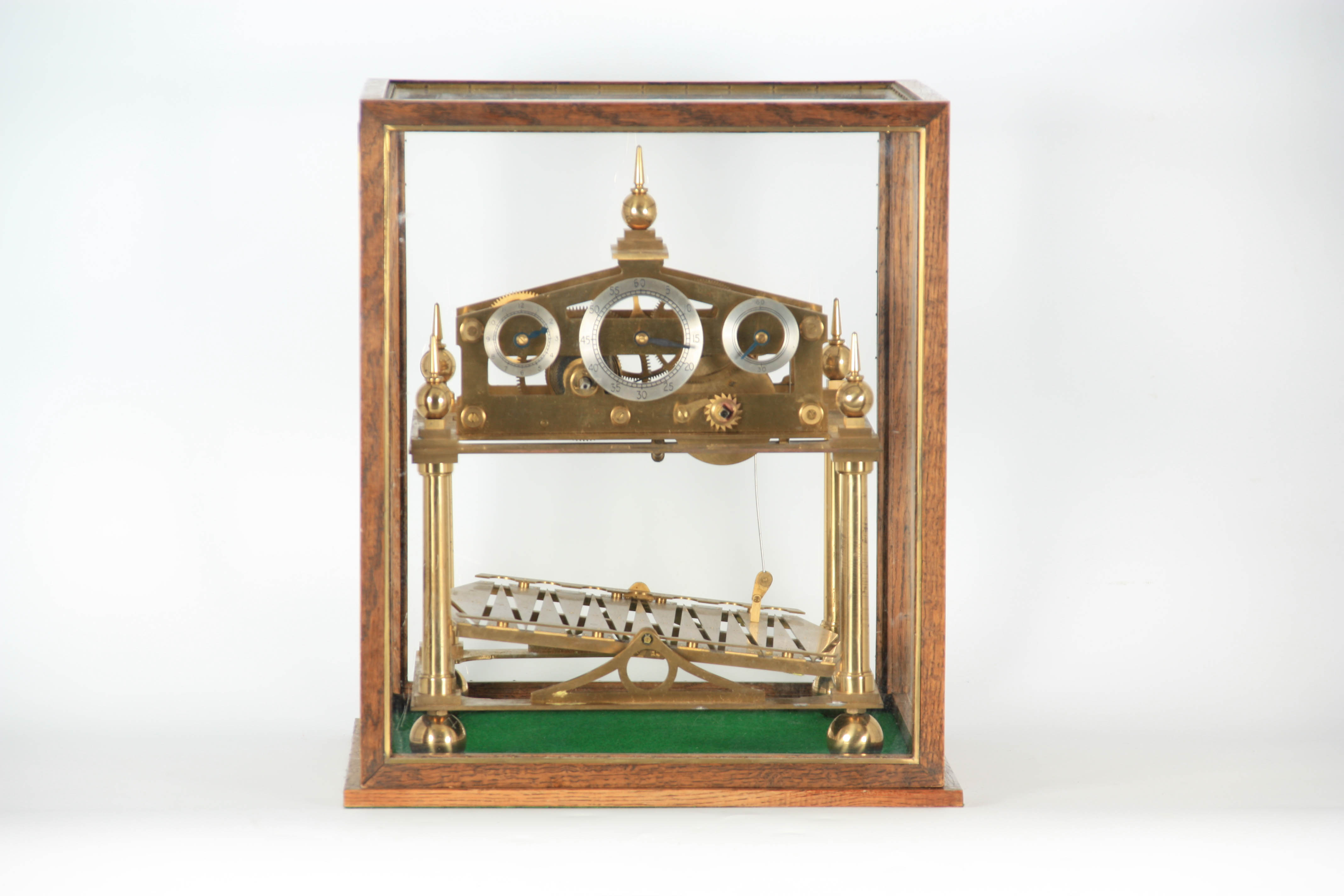 A 20TH CENTURY CONGREVE ROLLING BALL CLOCK having a triangular pediment supported on four tapering - Image 8 of 28
