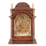 LENZKIRCH A LATE 19TH CENTURY GERMAN BURR WALNUT AND ORMOLU MOUNTED BRACKET CLOCK with a carved bell