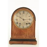 AN EARLY 20TH CENTURY GERMAN QUARTER CHIMING BRACKET CLOCK the mahogany arched case with boxwood