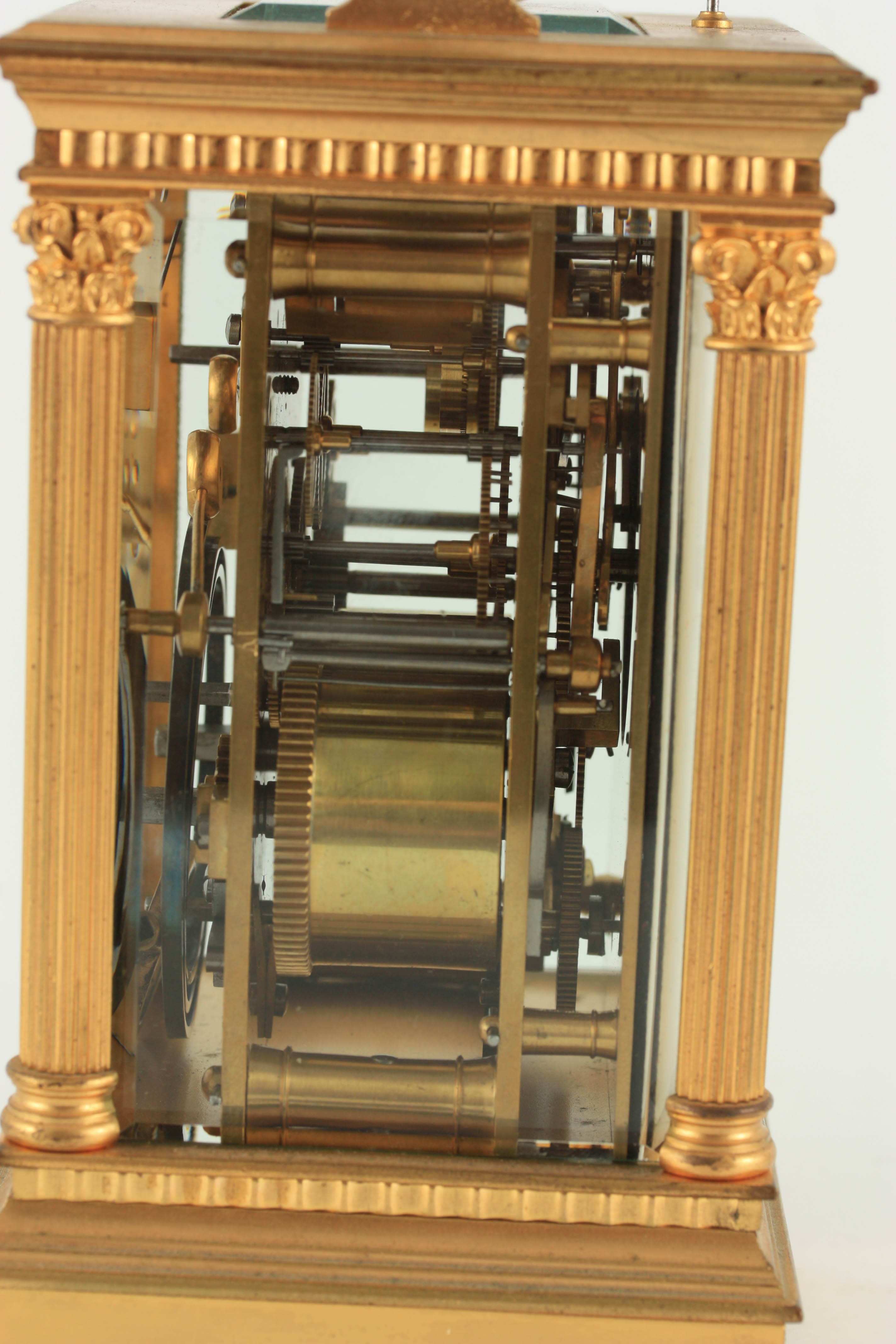 A LATE 19TH CENTURY FRENCH REPEATING CARRIAGE CLOCK WITH ALARM the gilt brass case with hinged - Image 3 of 8