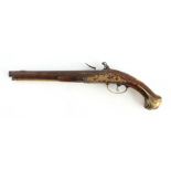 JOHANN ULRICH MANTZ, BRAUNSCHWEIG, GERMANY A MID 18TH CENTURY FLINTLOCK PISTOL having a tapering