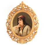 A FINE 19TH CENTURY KPM BERLIN OVAL PORCELAIN PLAQUE OF LARGE SIZE the convex ground finely