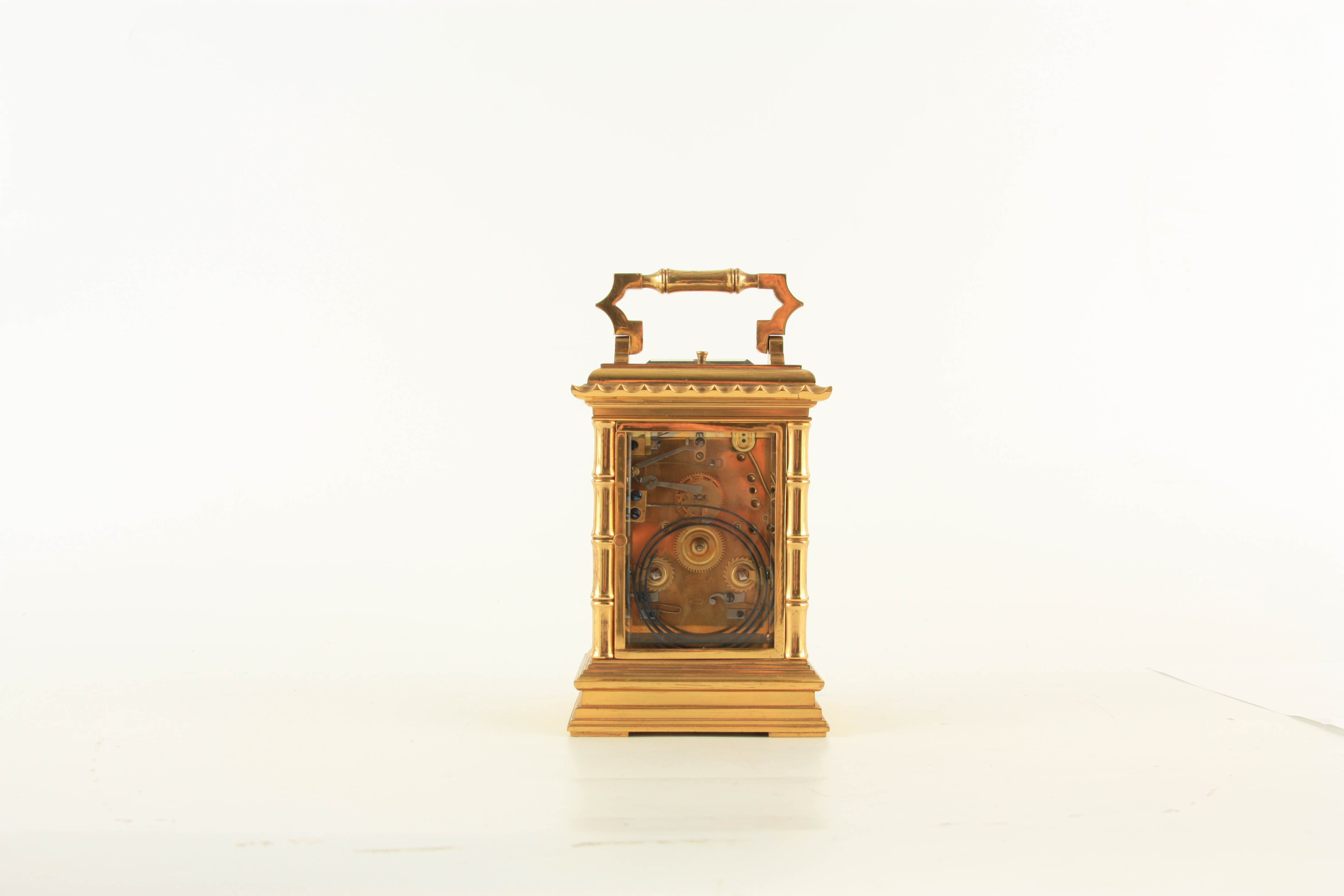 A RARE LATE 19TH CENTURY FRENCH 5 MINUTE REPEATING JAPANESE STYLE CARRIAGE CLOCK the brass case with - Image 4 of 10