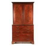 A GEORGE III FIDDLE-BACK MAHOGANY SECRETAIRE BOOKCASE IN THE MANNER OF THOMAS CHIPPENDALE with