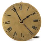 ATT. WHITEHURST, DERBY AN EARLY 19TH CENTURY HOOK AND SPIKE WALL CLOCK the 7" engraved brass dial