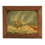 H.Y. GIBBONS A 19TH CENTURY OIL ON METAL PANEL naively painted shipwreck of Prussian brig "Herman"
