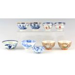 A SELECTION OF CHINESE PORCELAIN BOWLS including three pairs and three singles, decorated with