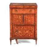 AN 18TH CENTURY DUTCH MARQUETRY WALNUT WASHSTAND with hinged top revealing compartments for wash