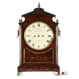 THOMAS HUNT, TOTTENHAM COURT ROAD, LONDON A REGENCY BRASS INLAID FIGURED MAHOGANY BRACKET CLOCK