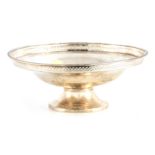 A SILVER FOOTED BOWL having pierced gallery on a circular foot 21cm diameter 8.5cm high app.