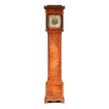 A SMALL LATE 17TH CENTURY STYLE MONTH DURATION BURR WALNUT LONGCASE CLOCK the 20th century case with