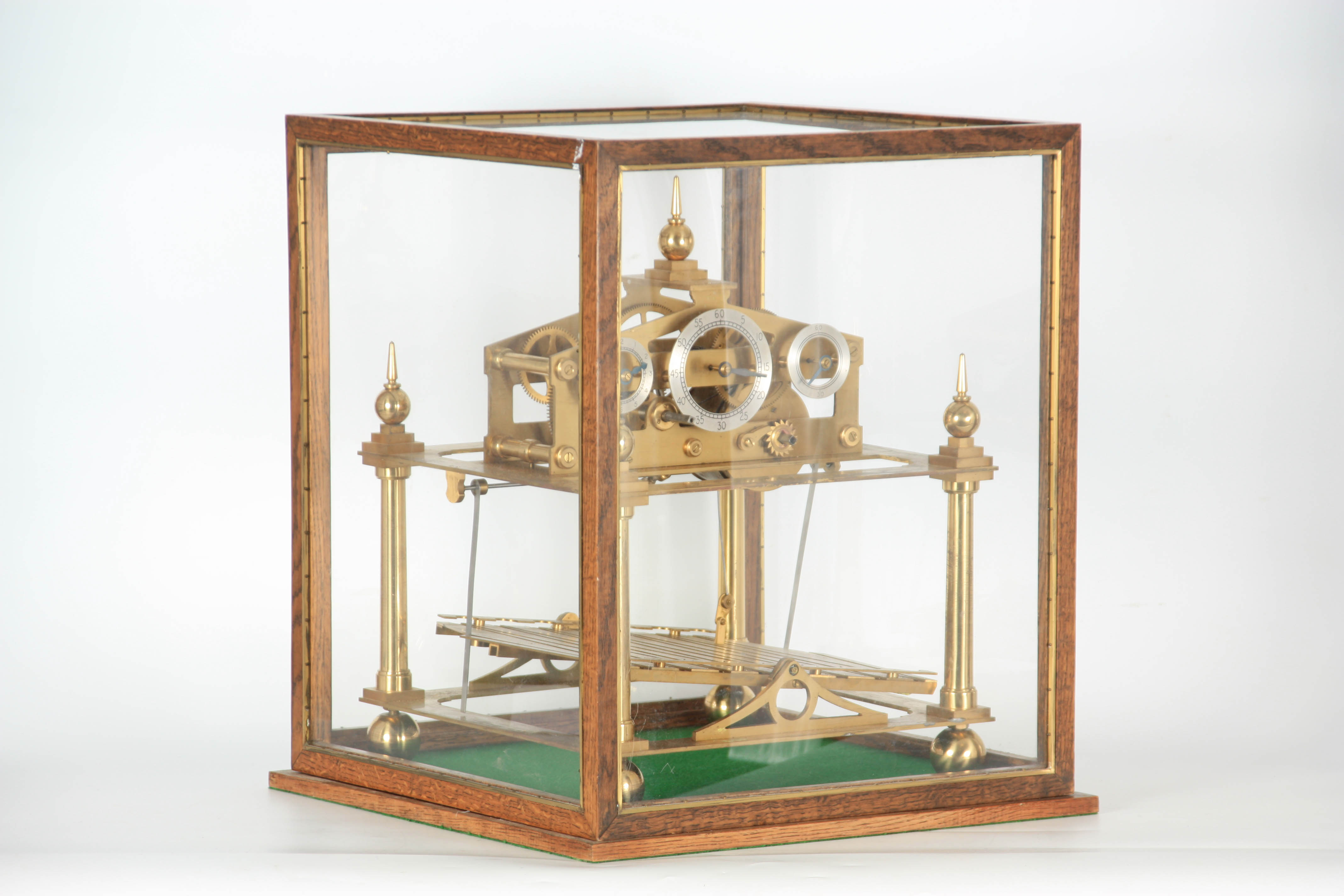 A 20TH CENTURY CONGREVE ROLLING BALL CLOCK having a triangular pediment supported on four tapering - Image 9 of 28