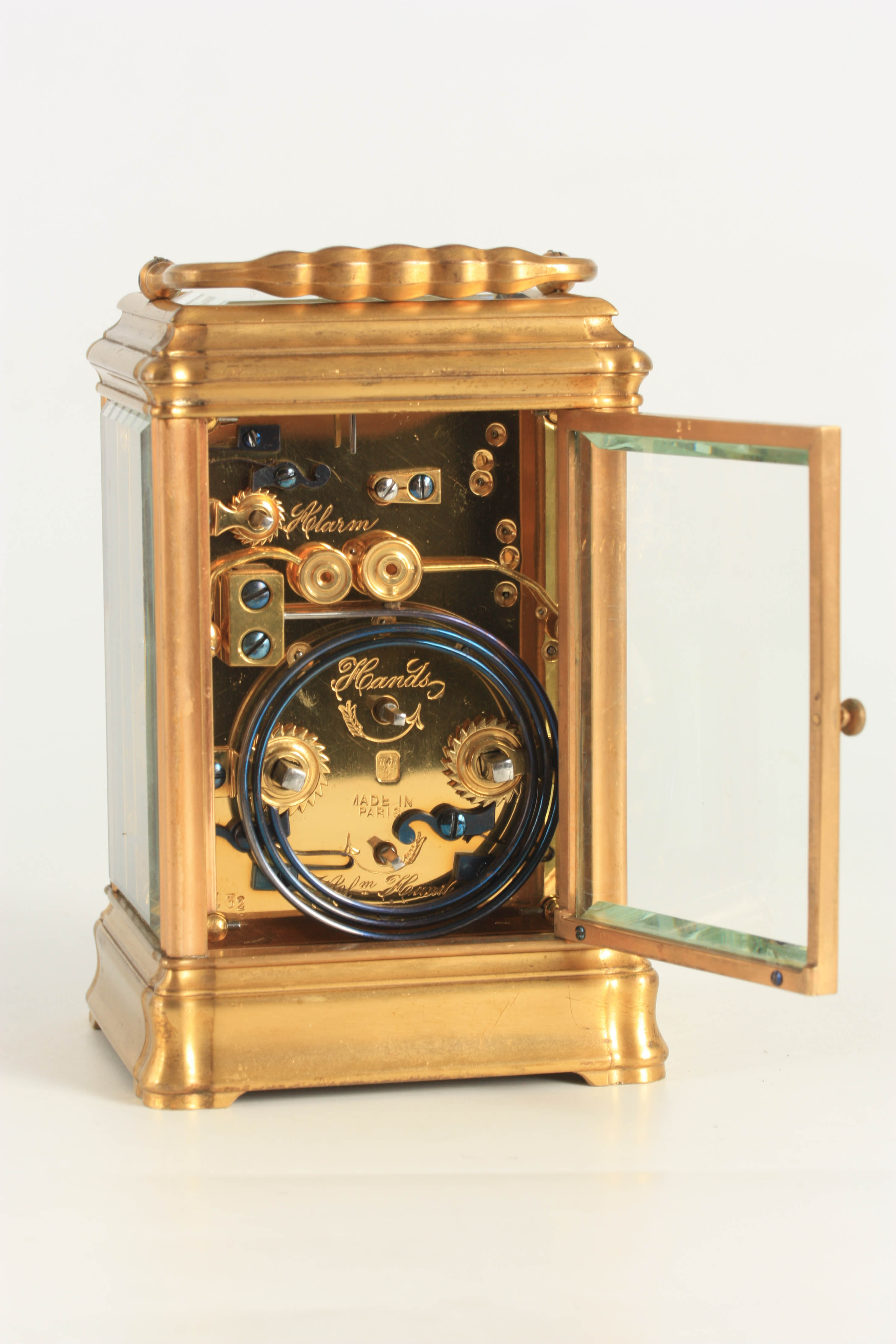 HENRI JACOT, PARIS NO 19132 A LATE 19TH CENTURY FRENCH GILT BRASS GORGE CASE STRIKING CARRIAGE CLOCK - Image 8 of 14