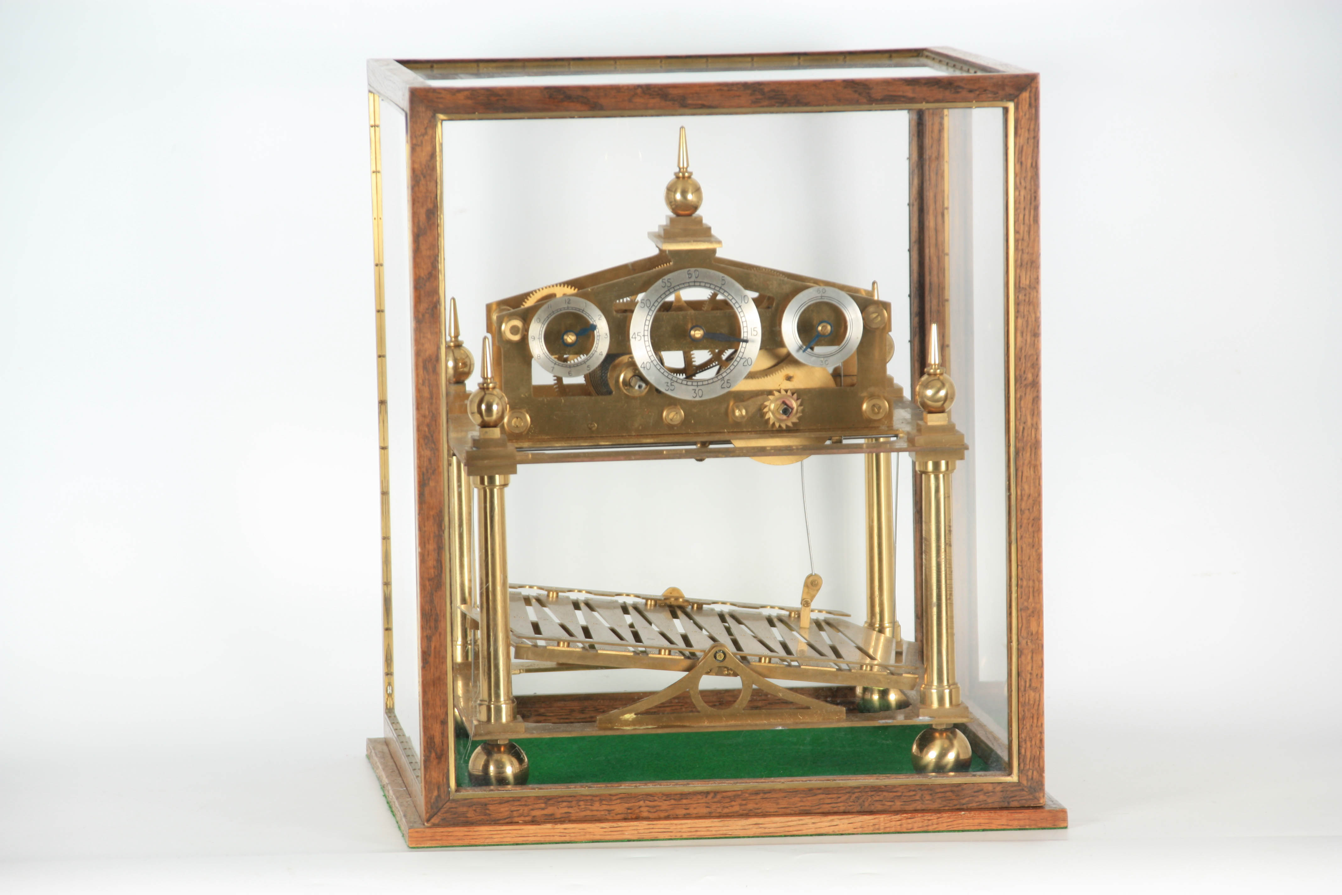 A 20TH CENTURY CONGREVE ROLLING BALL CLOCK having a triangular pediment supported on four tapering - Image 11 of 28