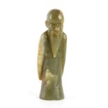 A CHINESE JADE STANDING FIGURE OF A SAGE 14cm high