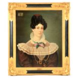 JOHN FRANCIS RIGAUD R.A. A 19TH CENTURY OIL ON CANVAS half-length portrait of a titled lady
