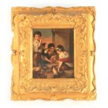 A 19TH CENTURY OIL ON TIN ‘The Pie Eaters' 23cm high 19cm wide in gilt swept frame