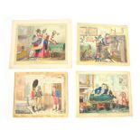 GEORGE CRUIKSHANK (1792-1878) A COLLECTION OF FOUR HAND COLOURED ENGRAVINGS of Dickins and satirical