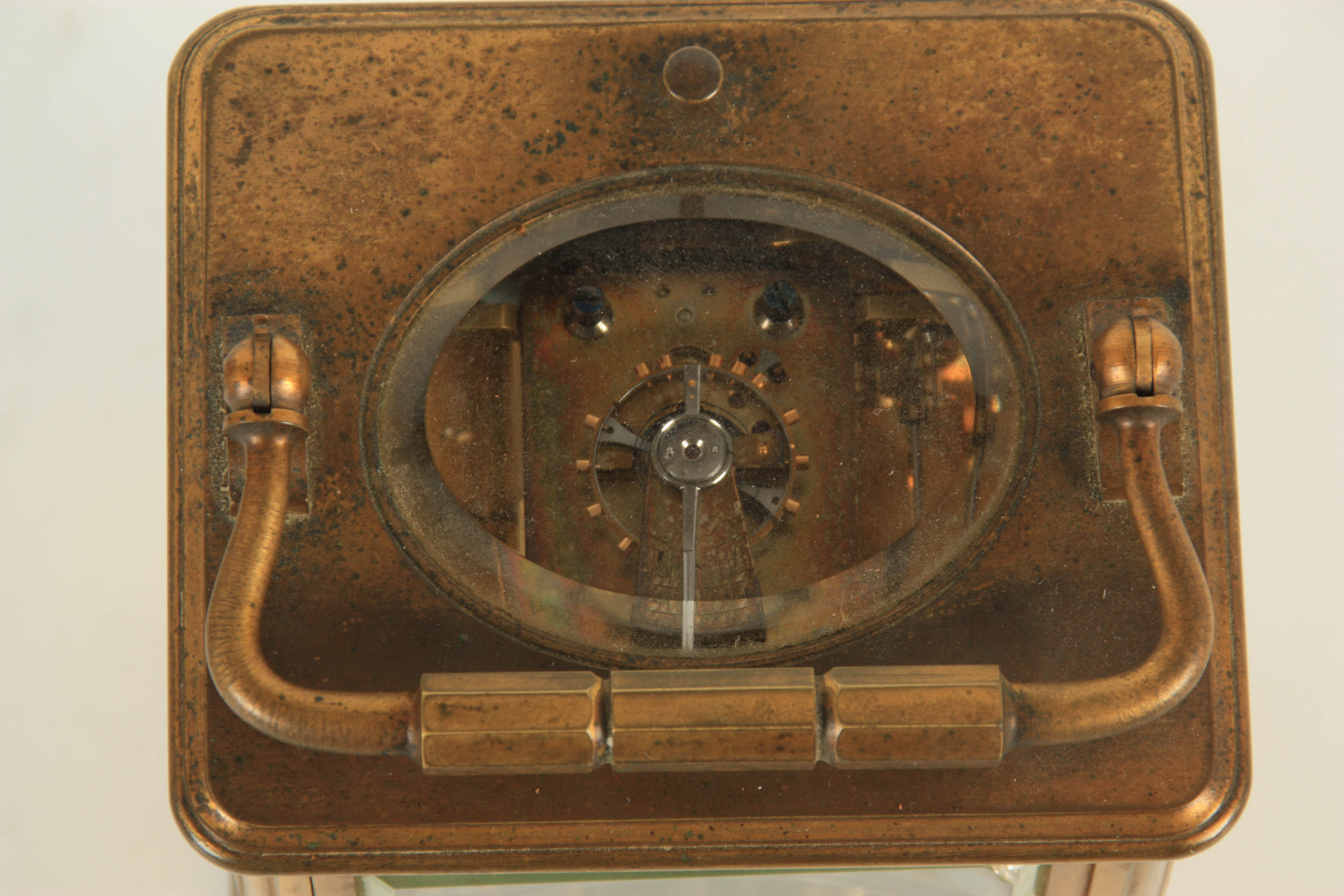 HENRI JACOT, PARIS. NO. 9879 A LATE 19TH CENTURY REPEATING CARRIAGE CLOCK the gilt brass corniche - Image 8 of 11