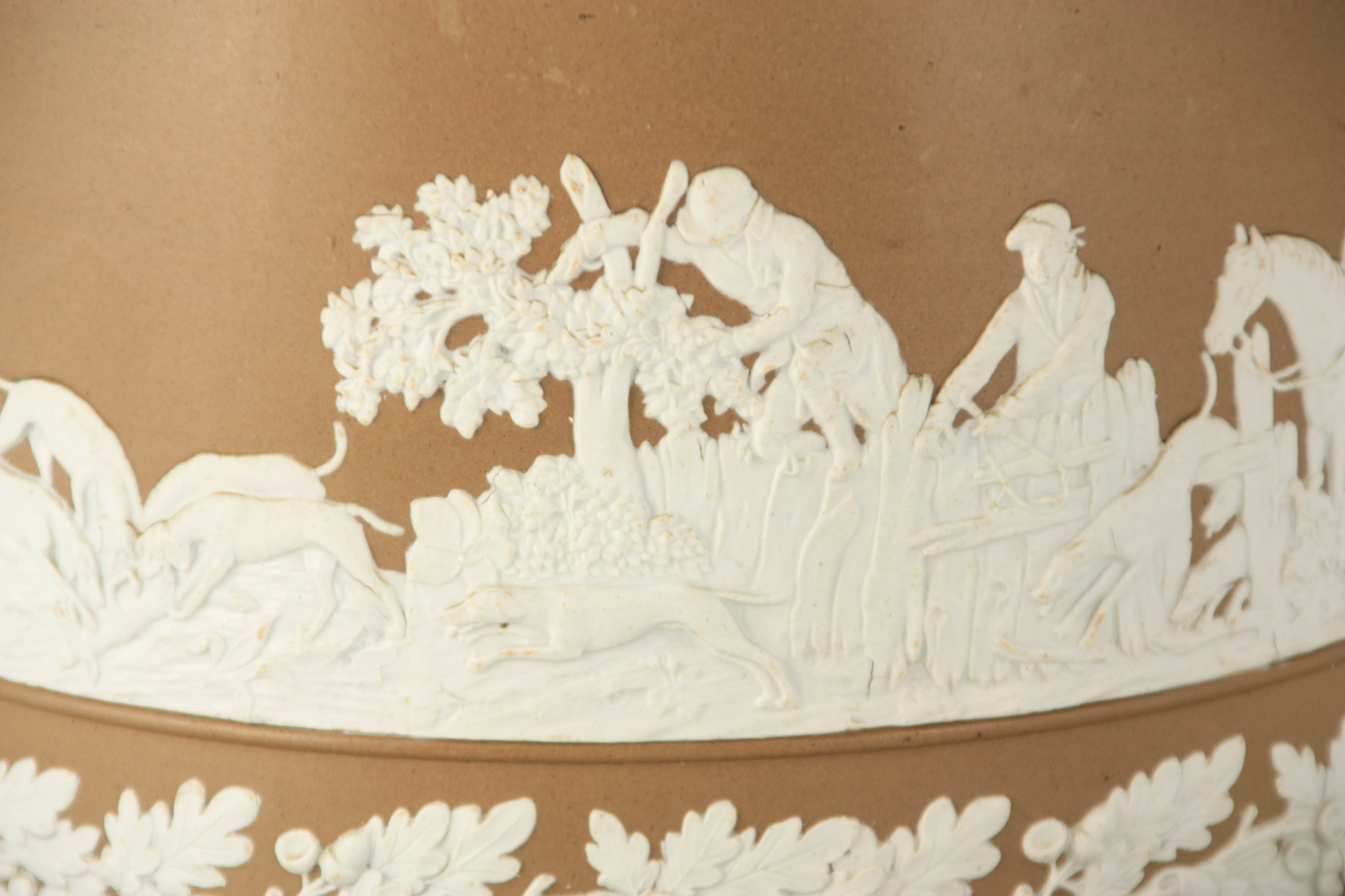 A WEDGWOOD/ADAMS STYLE OVERSIZED BEIGE GROUND WHITE JASPERWARE CHEESE BELL AND COVER decorated - Image 2 of 7